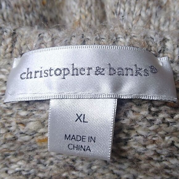 CHRISTOPHER & BANKS Ruffle Front Knit Cardigan Beige Sweater SZ XL - Picture 5 of 10
